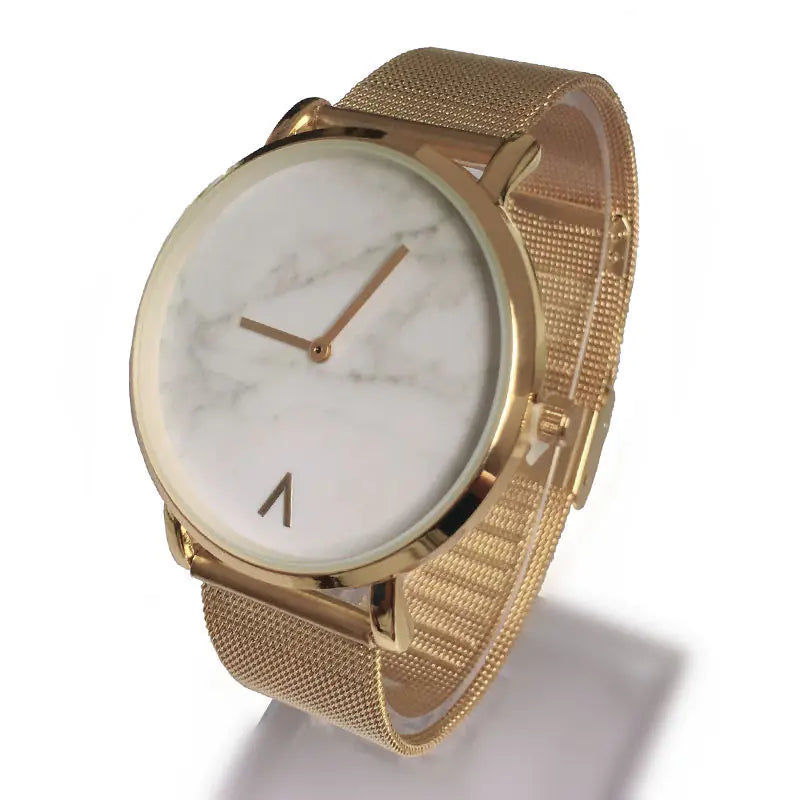 Marble Face Women's Creative Quartz Watch with Mesh Band